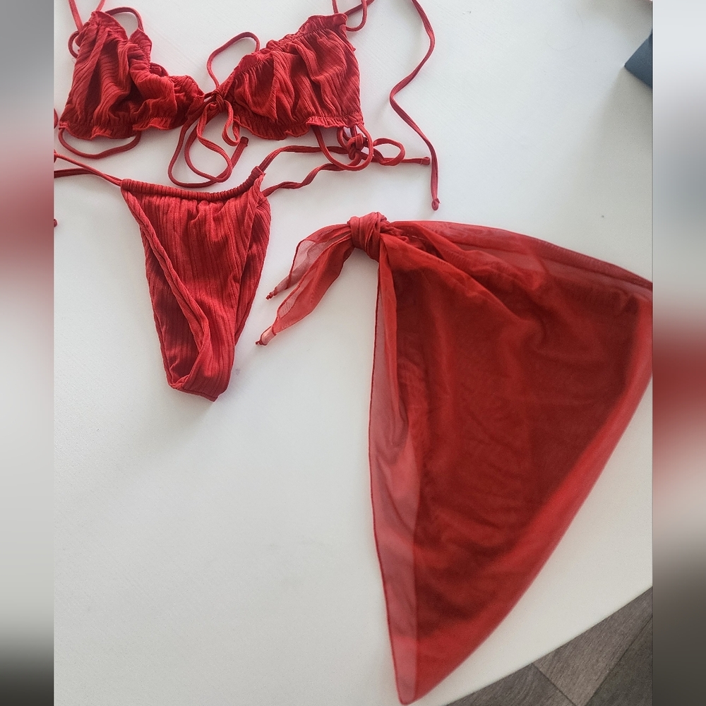 Red Bikini And Wrap